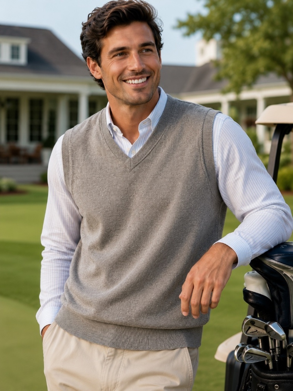 Nike Golf Beige Sweater Vest XL | Country Club Preppy Quiet Luxury Classic